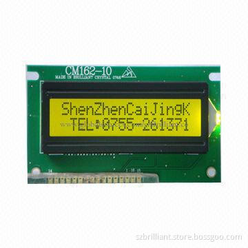 16x2 Characters LCD Module, STN Yellow Green/LED Backlight/COB Style/Wide Temperature/Pins Connect